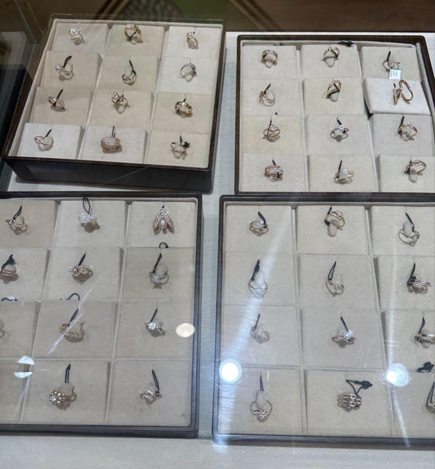 Rings on display