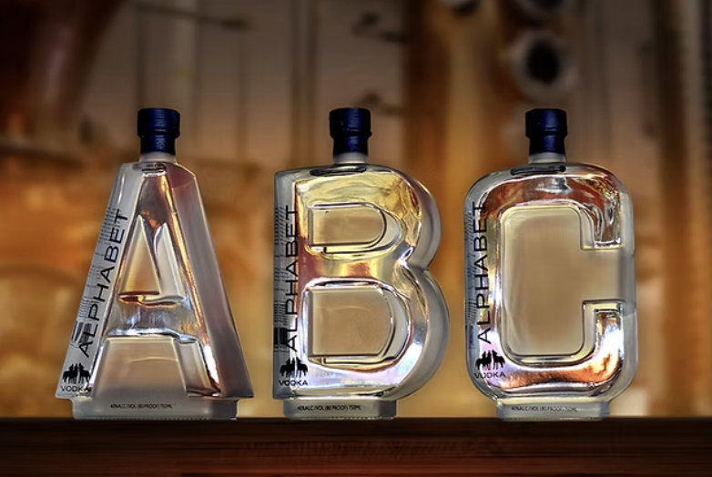 Alphabet Vodka bottles