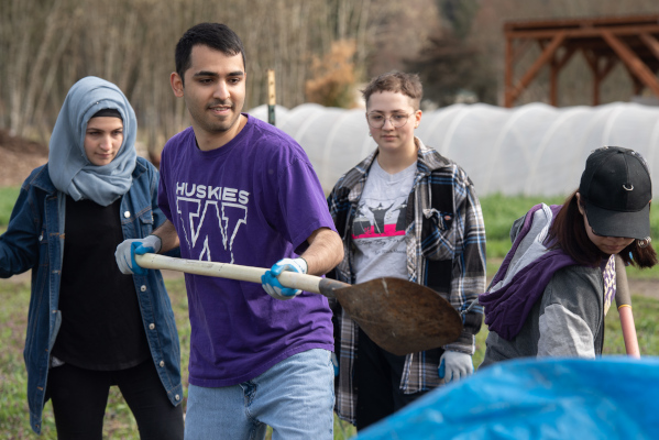 Students volunteering with UW Bothell community engaged learning course