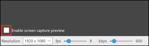 Enable preview check box located within the desktop capture area.