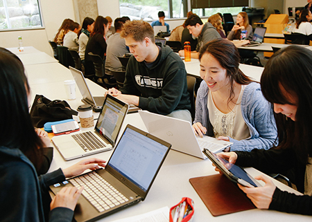 Students working on laptops