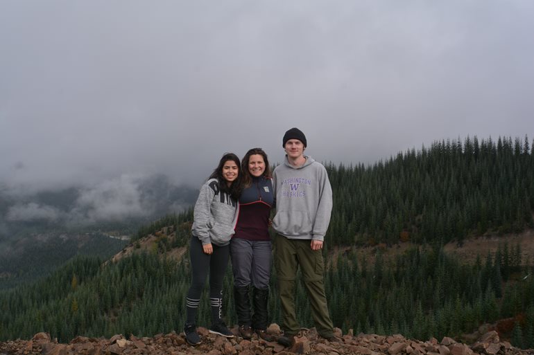 Isabel Rodriguez, Katey Queen and Alex Wachter at volcano.