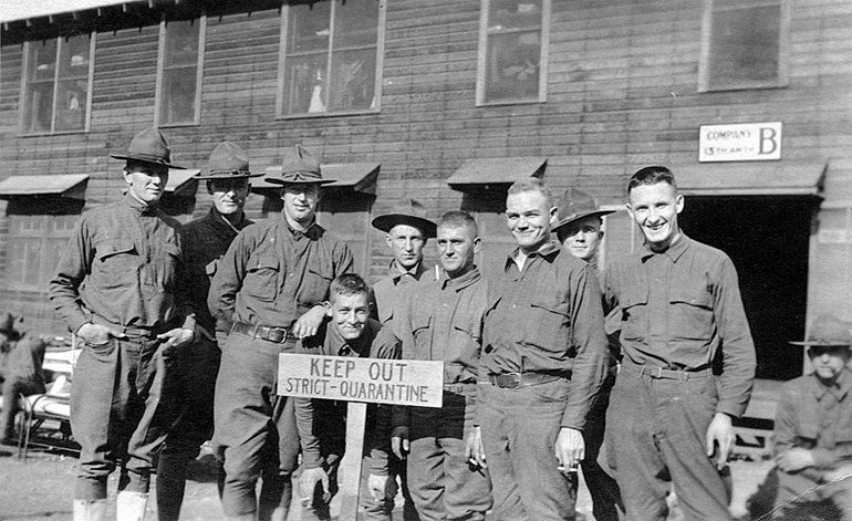 Soldiers quarantined at Fort Lewis in 1918.