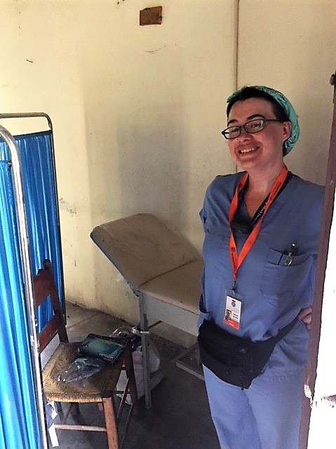 Kathryn Newton inside Haiti clinic