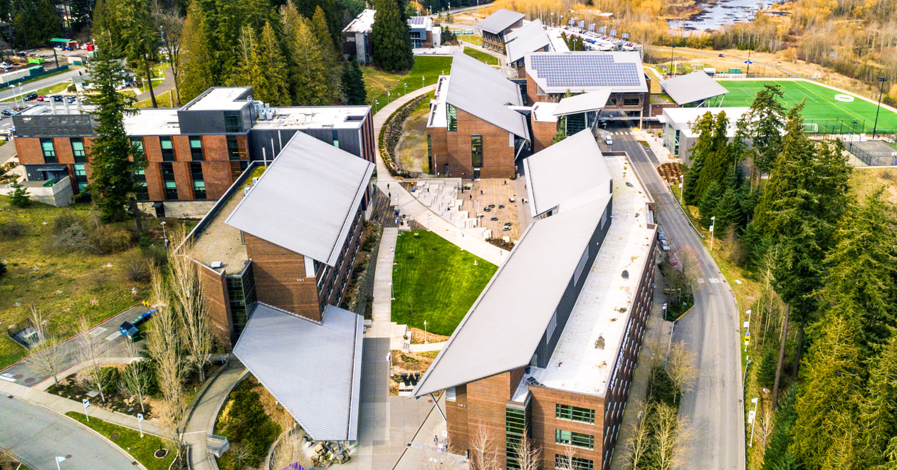 Aerial photo of UW Bothell Cascadia campus