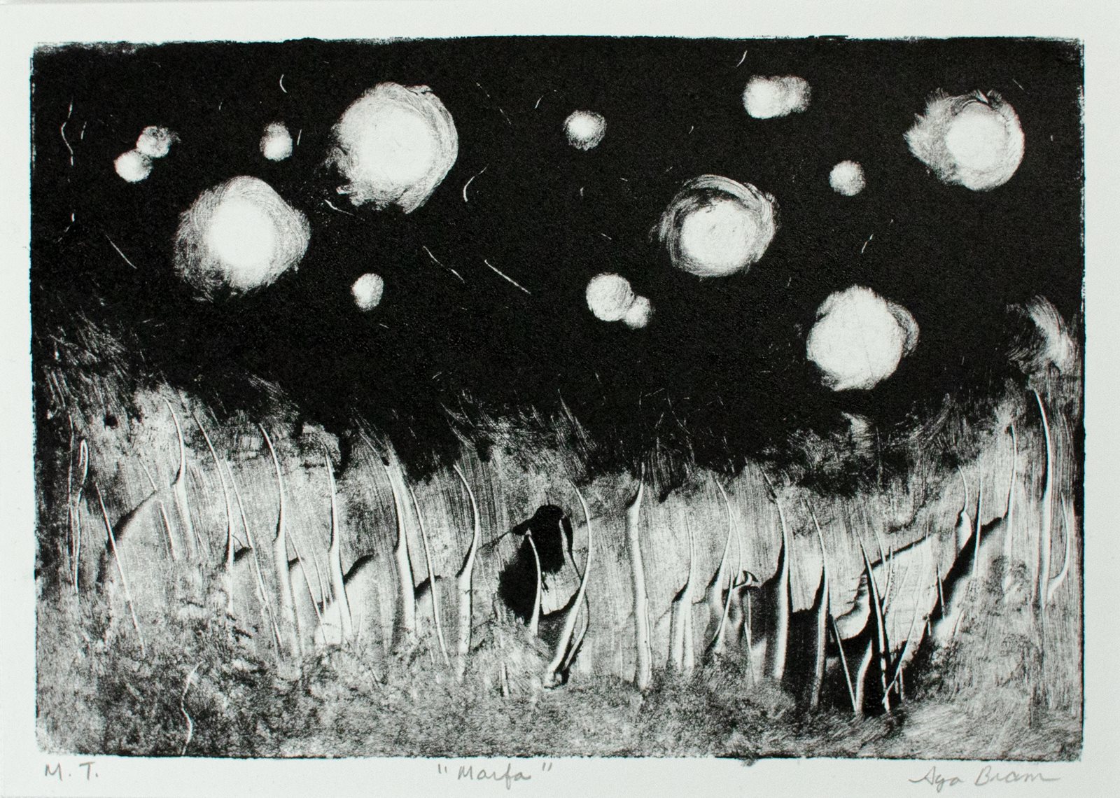 Aya Bram, "Marfa," Monotype Print