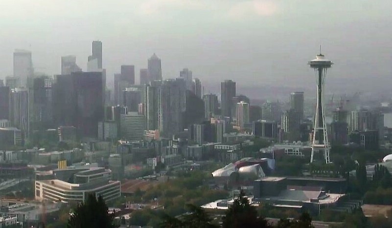 Smoky Seattle skyline