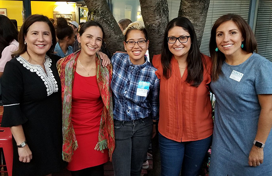 Council member Debora Juarez, State Senator Rebecca Saldaña, Tai Yang-Abreu, Council member Lorena González, and Council member Teresa Mosqueda